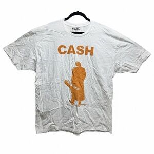 XXL White and orange Johnny Cash cotton t-shirt